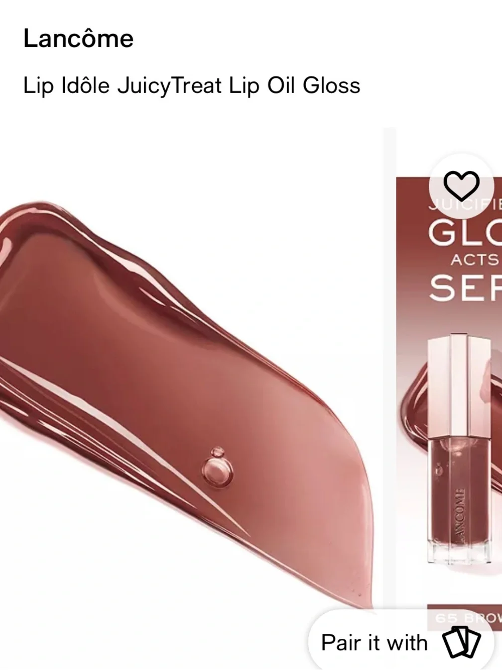 LANCÔME Juice Treat Lip idole Hydrating Gloss Shade Brownie Bite